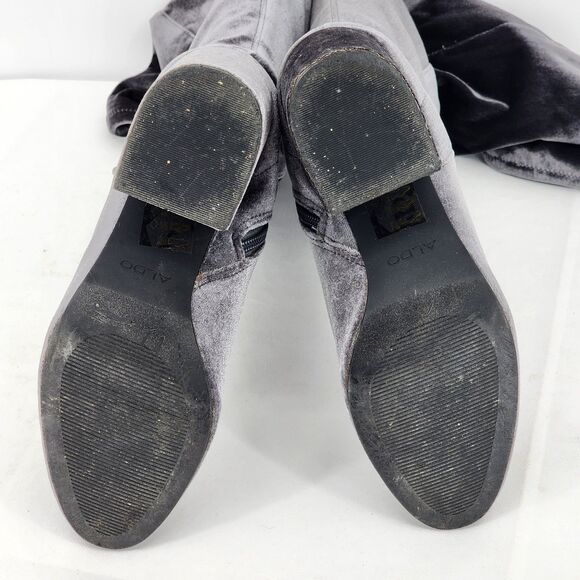Aldo Belinna Velvet Gray Over The Knee Heeled Boots Size 8.5 - Picture 7 of 9
